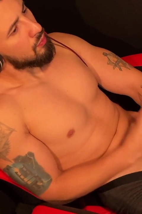 Handjob Sitting in Gamer Chair with Strong Cum Filmed From Above in Secret
