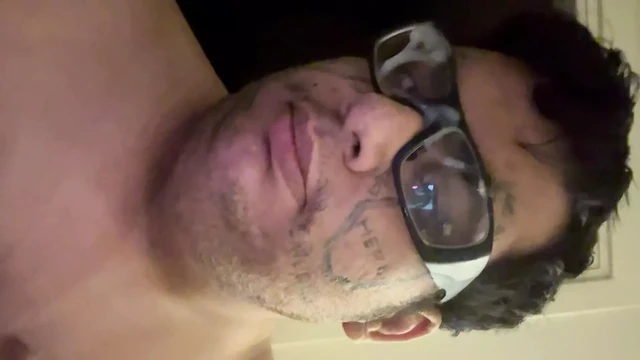 Fat naked cum on glasses.