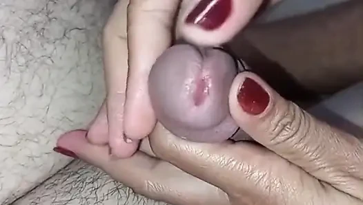Funkelnde Rote Nägel, Eichel-anbetung - Intensive Nahaufnahme-massage &sensibles Abspritzen POV