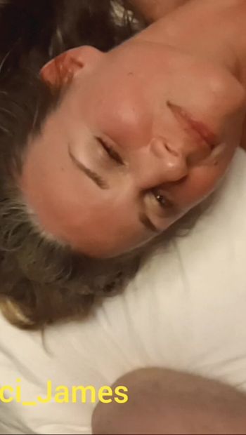 Beautiful blonde hotwife takes cumshot facial and cum in her mouth.