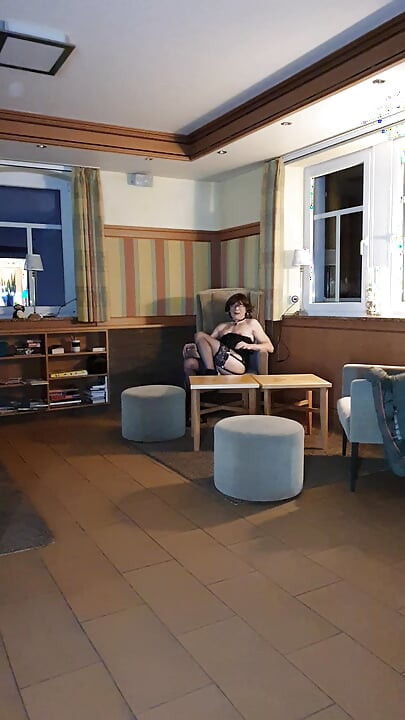 Horny in the hotel lobby