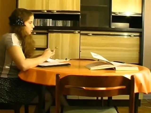 Sweet French teen fucking with two dudes after doing homework