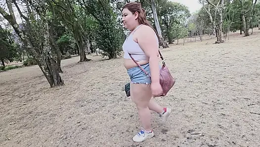 (censored - cut - No People Around) I love walking around in public with cum on my face and showing off my huge ass