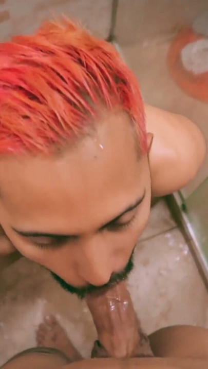 POV Facial Camilo Brown Sucking Magic C Big Twink Cock In The Shower Getting His Face Cum Covered | Clip 2