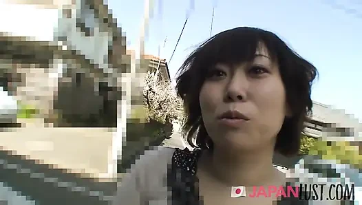 Cute japanese MILF hairy pussy filled with creampie POV