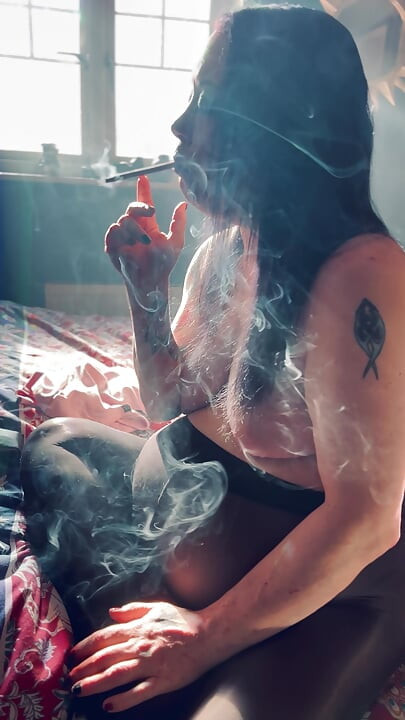 Tits Out & Smoking In Sunlight With The Luscious Pantyhose Wearing Tina Snua - Cone Exhales Nose Exhales OMI OME Drifting