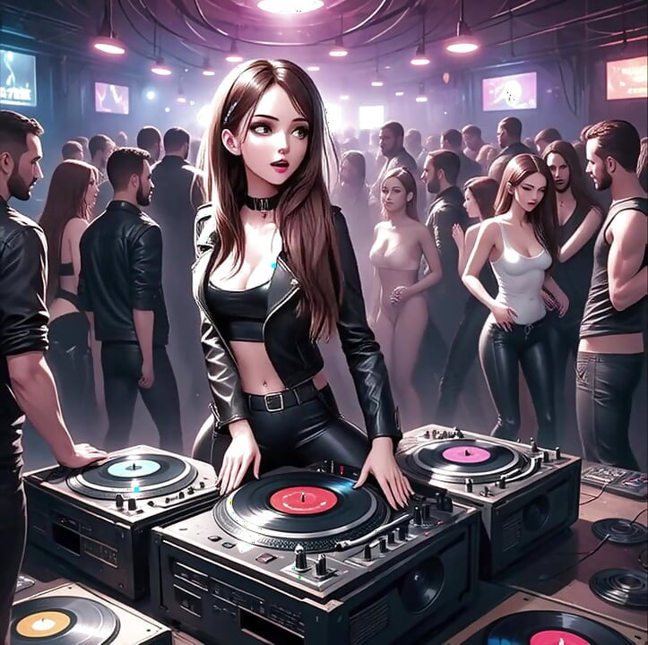 Synthwave Retrowave DJ set Anime SFW AI
