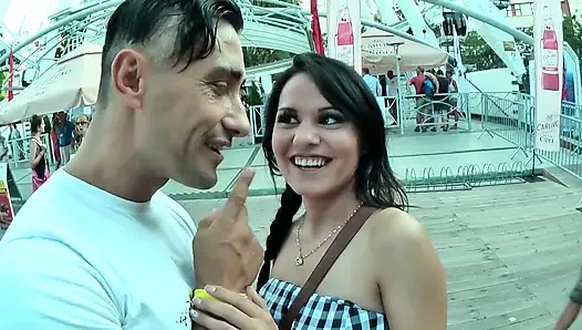 Outdoor and private 3some blowjob and cum in mouth ending for the naught...