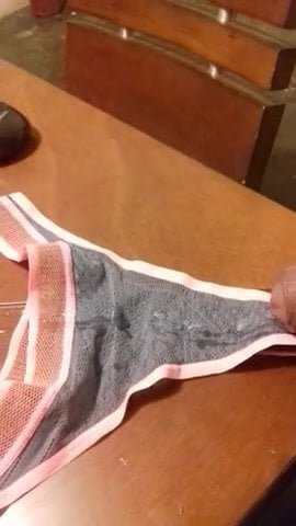 cum in gray thongs