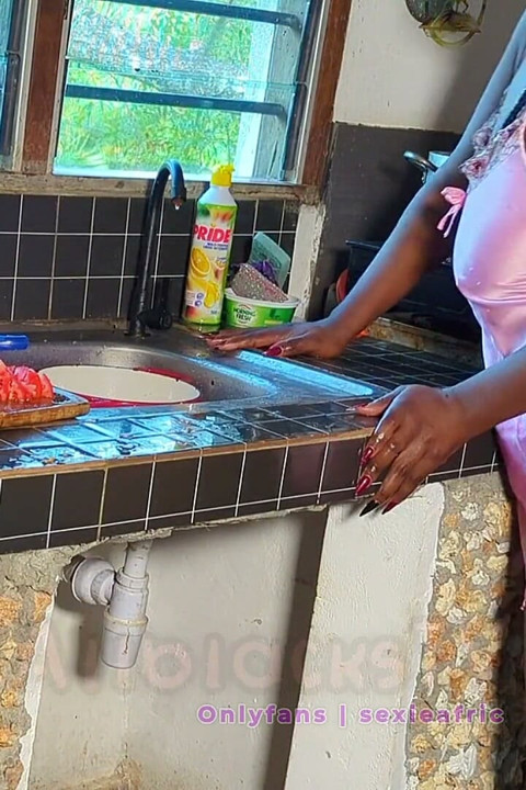 Ebony Pussy Close up Standing Sex in the Kitchen