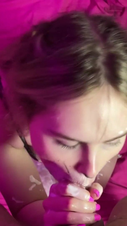 Iconic moment from "Kitty Girl Blowjob with Whipped Cream & Cum Swallow"