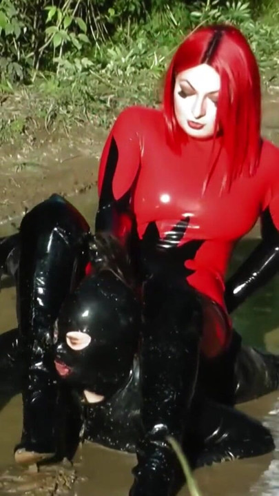 Unforgettable moment from "My Latex FemDom (very old) movies. Rubber Catsuits and Verbal Humiliation with JOI (Arya Grander)"