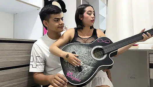 My 18-year-old stepsister asks me to teach her how to play guitar and we end up having a hard fuck.