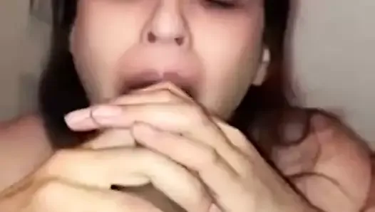 Desi indian bitch eating cum