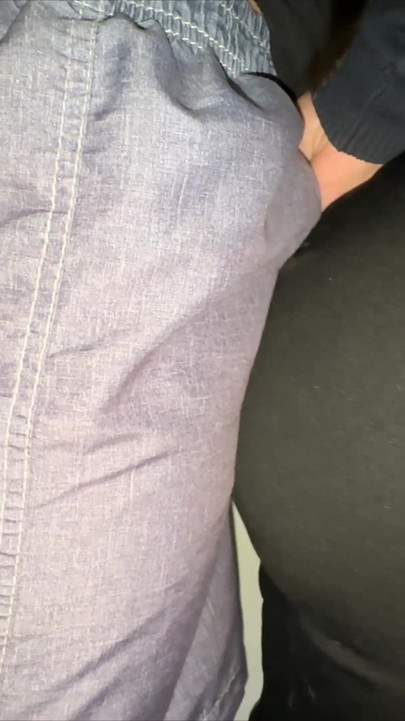 Big-bootied Girl Gropes a Stranger's Penis