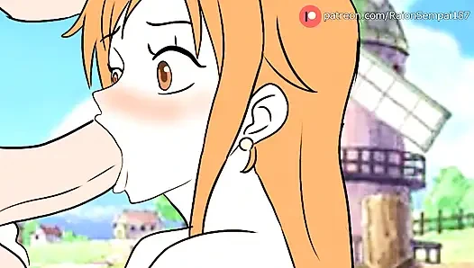 Nami Devouring Nico Robin's Cock