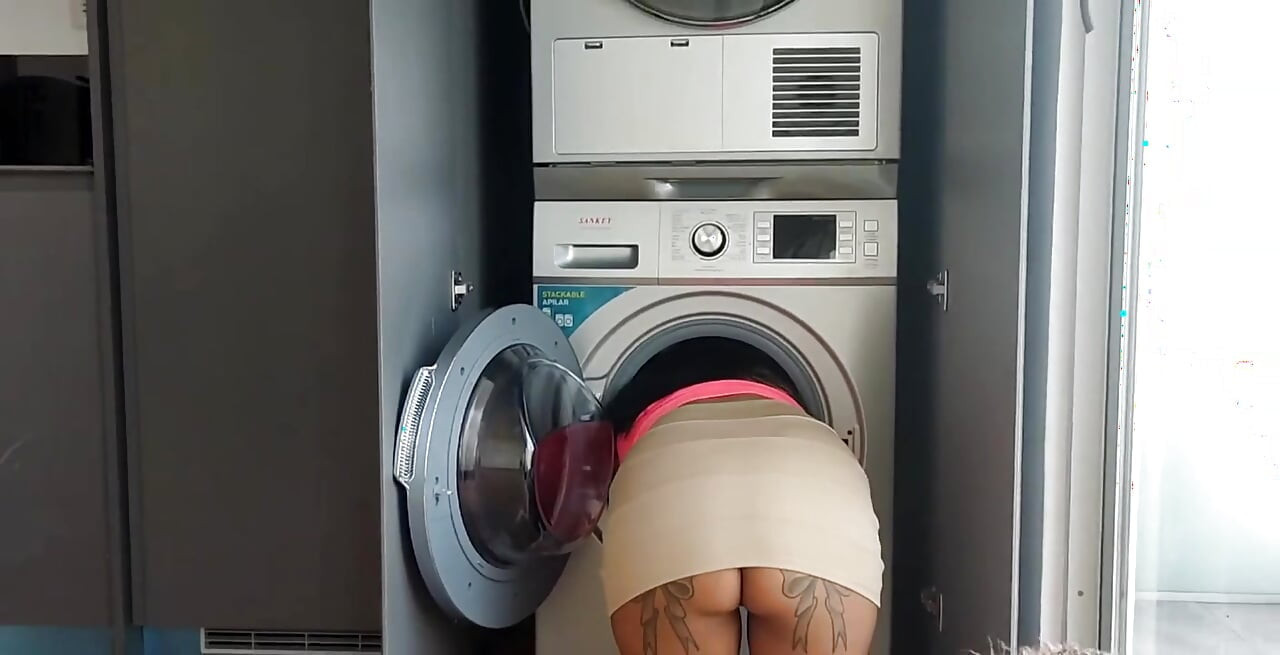 I got stuck inside the washing machine and I asked my stepson for help and he took advantage of the situation