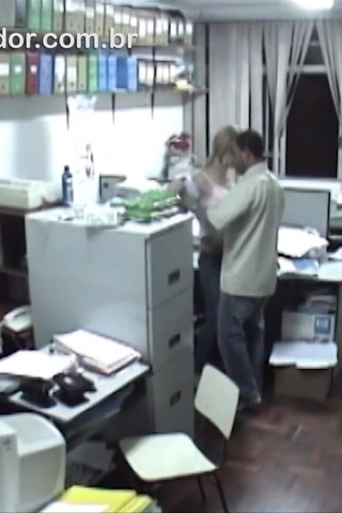 Horny employees having sex in the office after hours