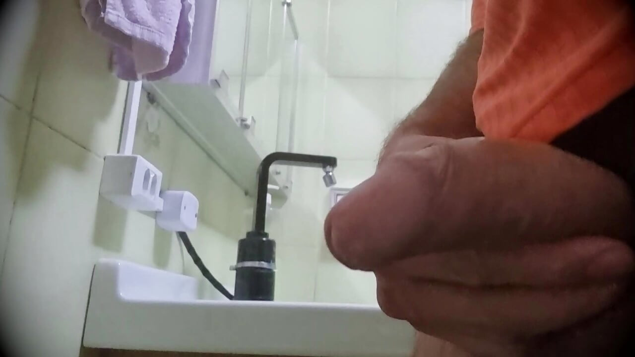 With a soft cock, hairy ejaculates 3 times, after a piss at work, to relax