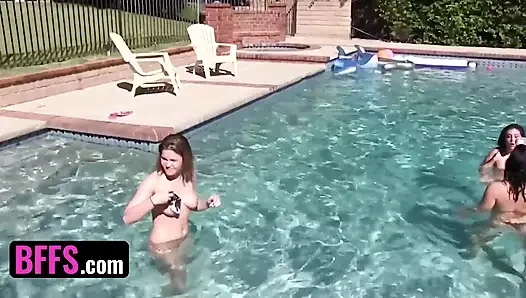 Bffs - keisha grey dan pacar nakalnya dengan bikini liar di musim panas di tepi kolam renang