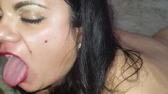 Mexican brunette fucked doggystyle swallowing cum