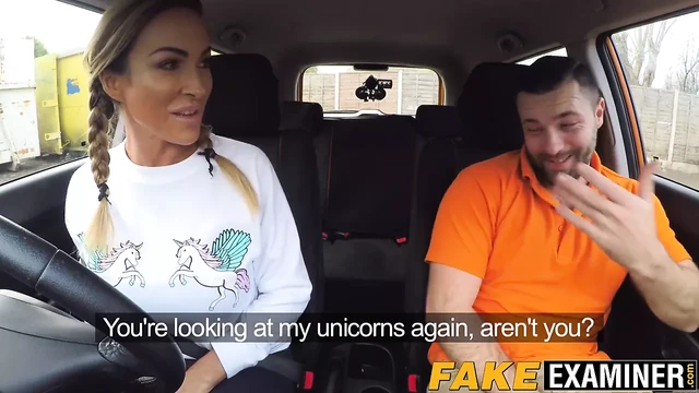 Blonde MILF pounded by driving teacher in the test vehicle