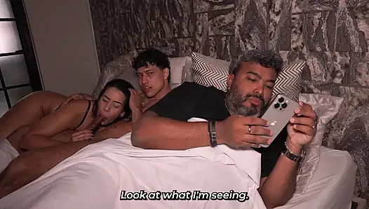 Muscular stepson ends up having sex with his stepmother in secret, sharing the bed.