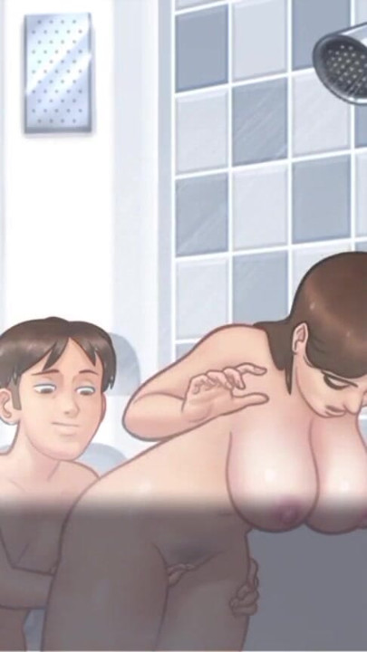 Milf Step-Mom Debbie All Shower lewd Scenes! summer time saga new update | Clip 1