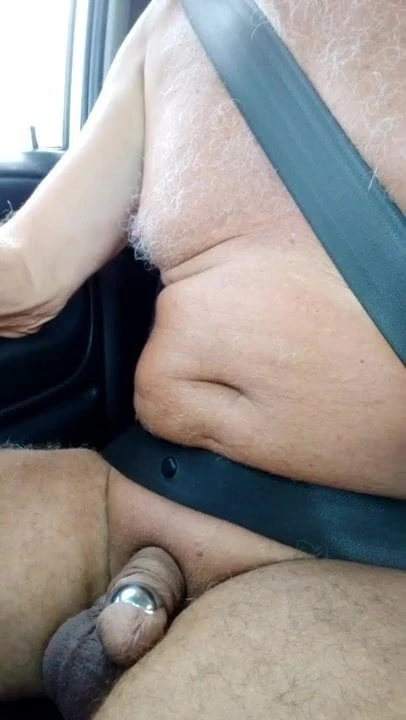 Naked cock in the car,  driving