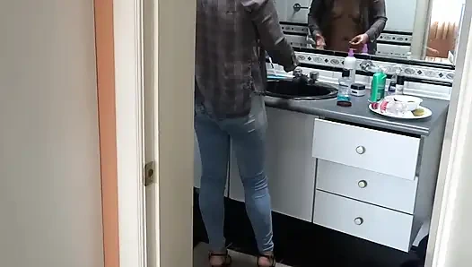 First time and at such insistence, stepson cums in beautiful stepmother's ass