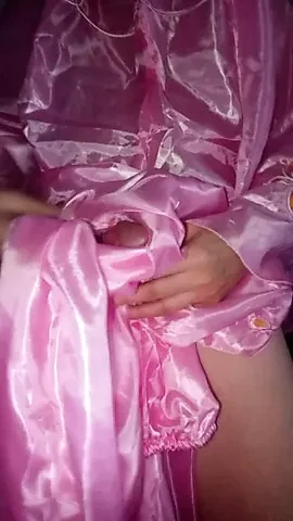 Cum in Pink Satin Mukenah