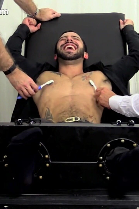 Tattooed porn star nick cross tickled naked