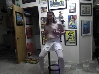 Kevinstockings wears white with the red heels