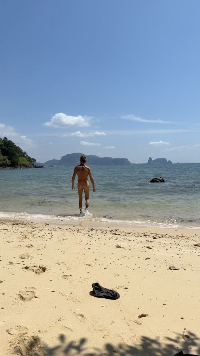 Naked walk on the beach