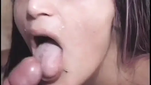 Brunette slut gets fucked by guy who gets fucked by another guy