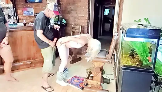 Blonde enjoying two cocks