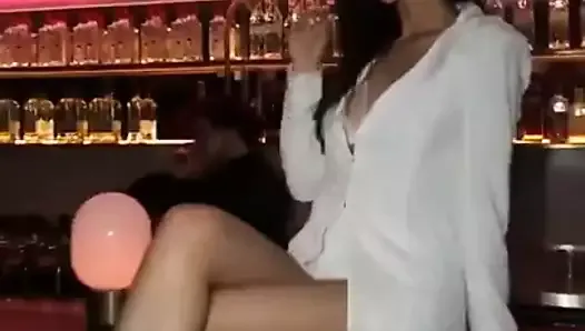 Victoria Justice leggy, sitting on a bar