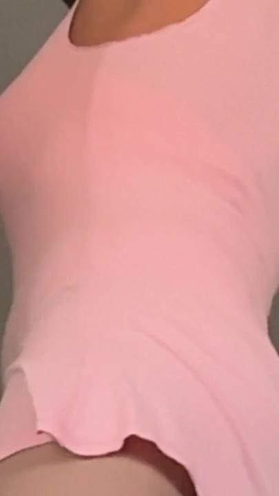 Xunami Femboy so hot in her cute pink light dress lingerie and nylon | Clip 2