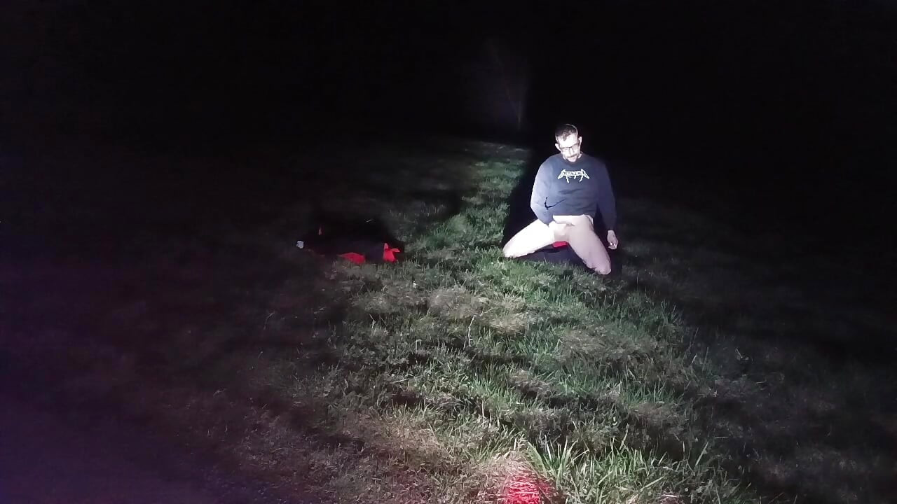 I Strip and Jerk off Outside at Night