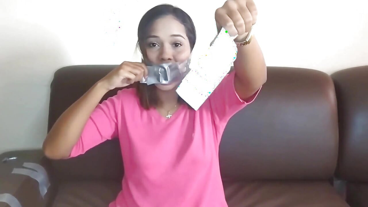 Duct Tape Cleave Gagged Beauty Has Sensitive Gag Reflex!