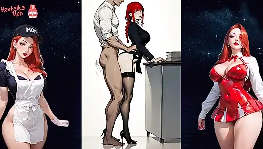 Edepsiz kaltak Makima ile 2 boyutlu hentai derlemesi