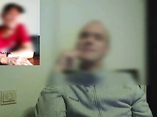Caught colleague secretly jerking off during online work meeting and joined him masturbating our cocks to big cumshots