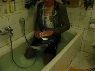 wet and messy in my wife's business outfit
