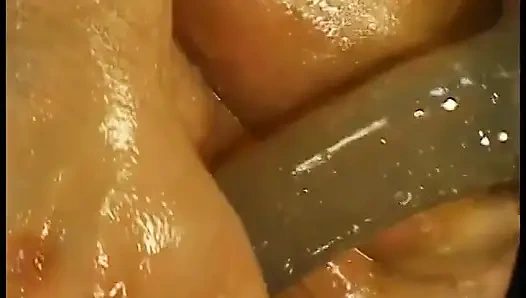 Nasty fatso lady Patty Parker is fond of getting her unstoppable body oiled and her cunt drilled with toy by curious dude