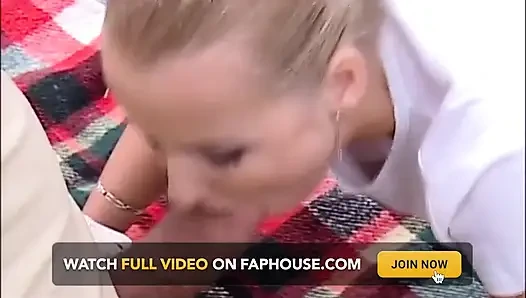 Blonde German Hottie Gets Drilled Outdoors by Huge Cock Age Gap