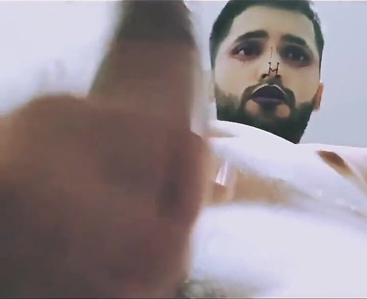 Alien boy jerking his big uncut cock in the shower and eating his own cum