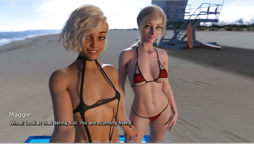 Ma femme sexy - gameplay - jeu de rôle - une femme et son ami partagent une grosse noire à la plage