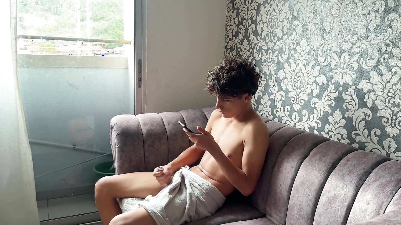 I discover that my stepson is a jerk and I help him control the urge with my rich ass