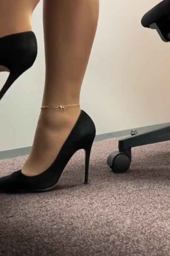 Watch My Feet in High Heels Under the Desk