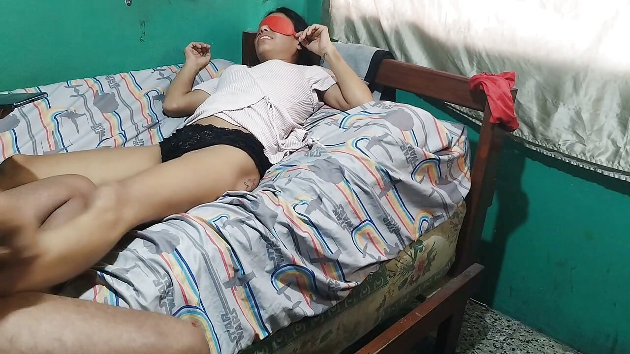 Sucking my stepsister's skinny girl's tight pussy
